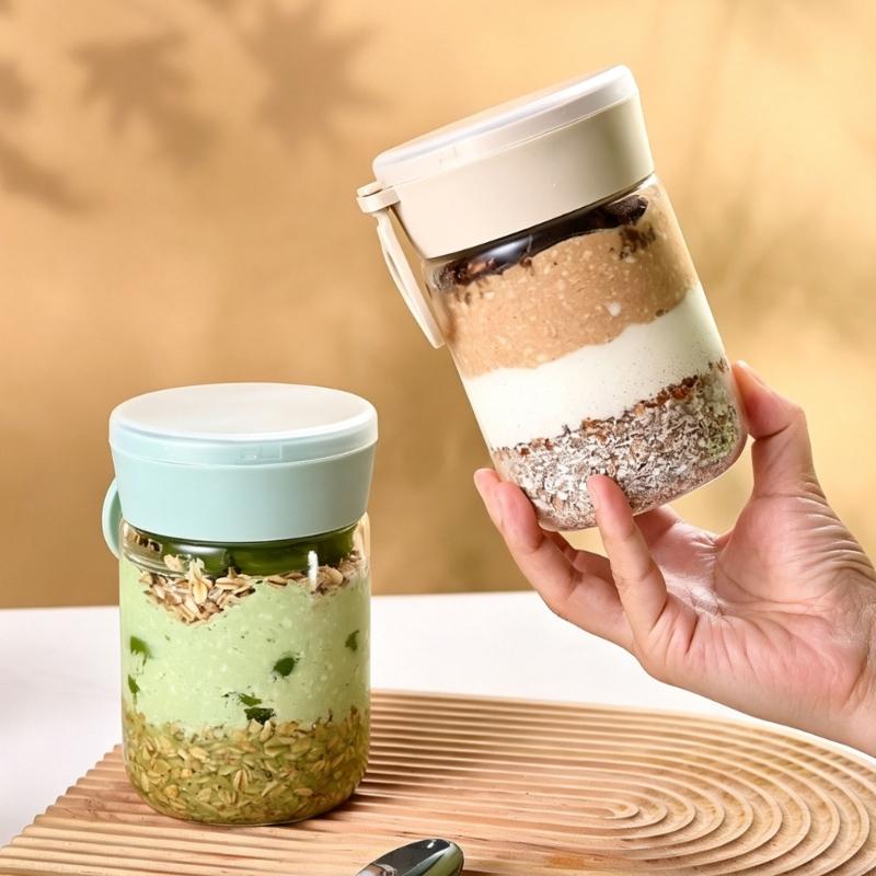 Meal Prep Overnight Oats - Contenitore per avena notturna con coperchio,