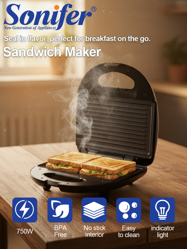 Breakfast Sandwich Press - Piastra per Sandwich Sonifer SF-6173 750W,