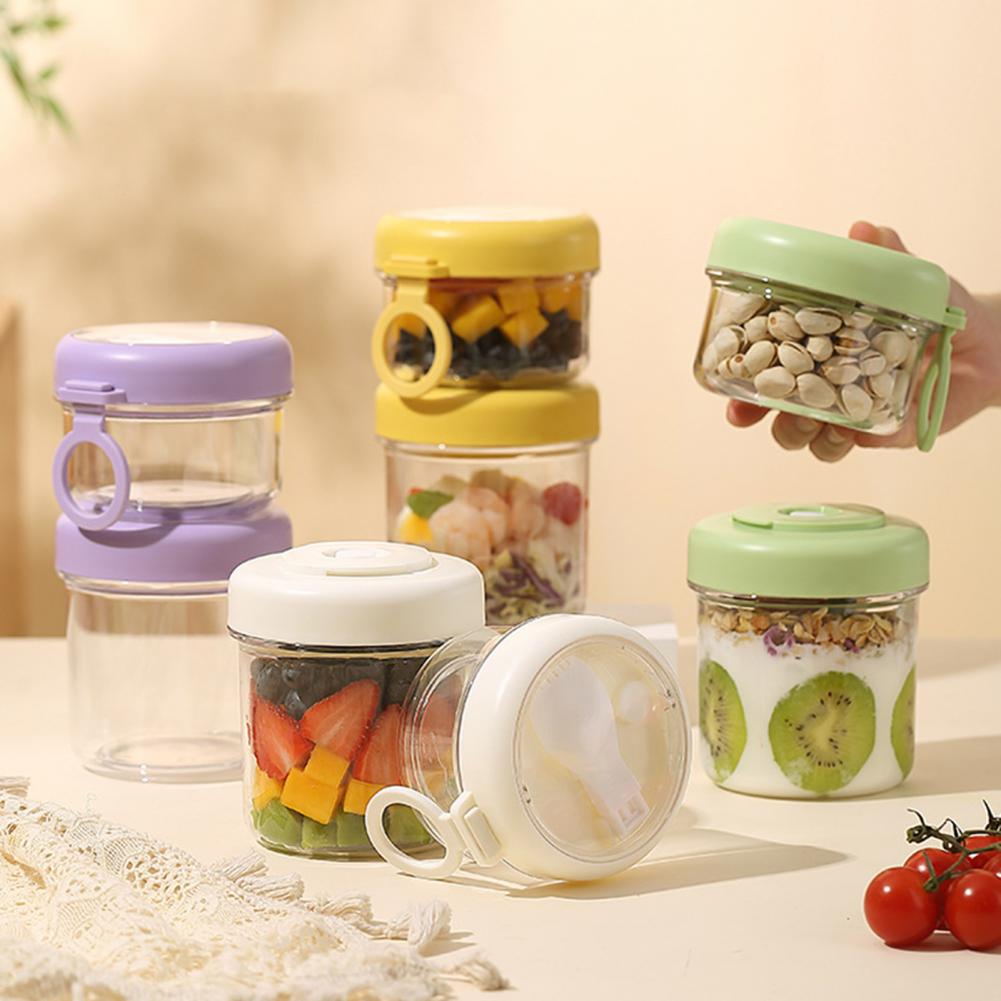 Meal Prep Overnight Oats - Contenitore portatile per colazione, multifunzione, trasparente,